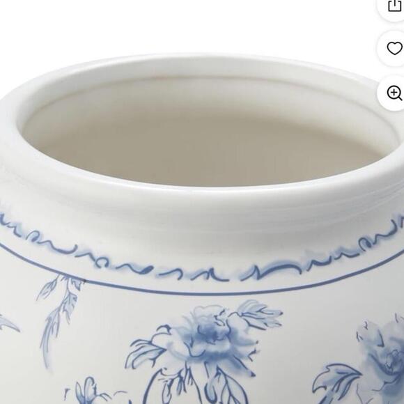 8" Blue Floral Round Ceramic Vase - My Texas House 2025 - Picture 3 of 5